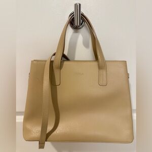 Vintage Furla Leather Tote Bag - Made in‎ Italy - Beige - Genuine Leather